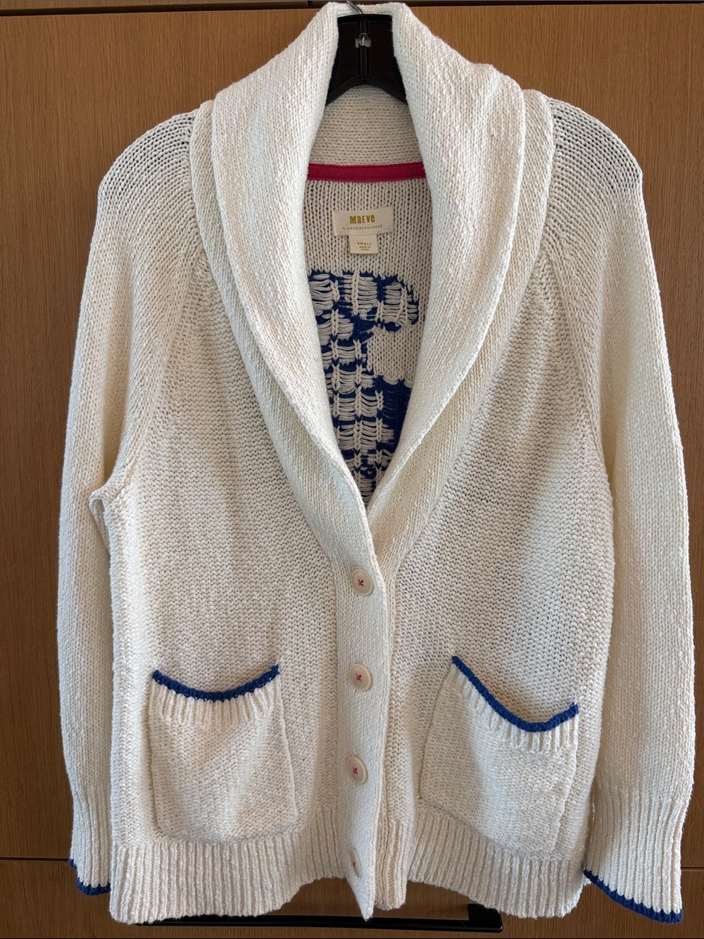 Anthropologie Maeve Lobster Cardigan Sweater Cream Color size Small - Picture 5 of 16